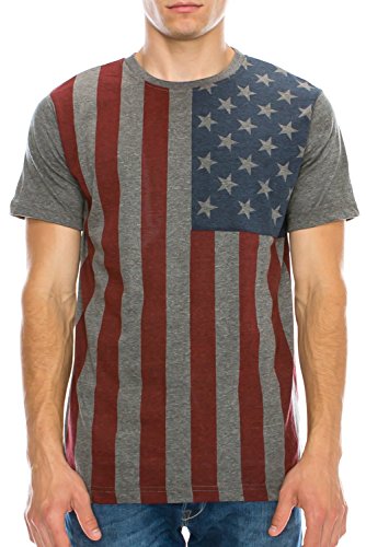Mens Hipster Hip Hop USA American Flag All-Star Crewneck T-shirt