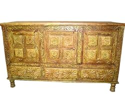 Chakra Carved Rustic Furniture Wooden Sideboard India
