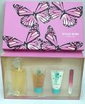 Hanae Mori Butterfly Set: EDT spray 3.4 oz and shower gel 1.7 oz and cream1.7 oz. and Butterfly rollerball .33oz