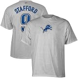 NFL Reebok Matthew Stafford Detroit Lions #9 Scrimmage Gear Player T-Shirt - Ash (Small)
