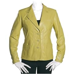 Damen Lederjacke Gelb