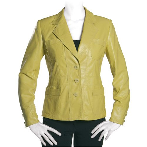 Damen Lederjacke Gelb
