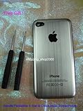 Verizon Iphone 4 Back Cover Housing, Silver Beveled Brushed Metal Aluminum  ....