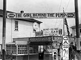Girl Behind the Pump Gas Station Run Entirely by Female Owners Photographic Poster Print by E O Hoppe, 40x30