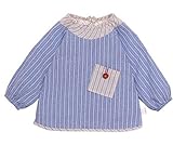 Happy Cherry ベビー 食事用 防水 エプロン 防水 絵画 エプロン 可愛い 防汚 入園 保育園用 オーバーオール 綿 (ブルー、80cm)