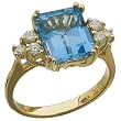 14Kt Yellow Gold Swiss Gloomy Blue Topaz and Diamond Ring