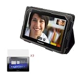 Fosmon Leather Folio Case for Blackberry Playbook + 3 Pack of Screen Protector