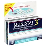 Monistat 3 Vaginal Antifungal Combination Pack, 3 Suppositories with Disposable Applicators and 1 Tube External Cream