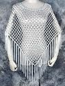 White Silver Beaded Poncho