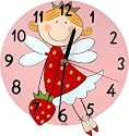 Mila Childrens Wall Clock, Strawberry Fairy, Hand Painted, Diameter 22 cm