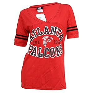 Women's NFL Team Vintage Look V-Neck T-Shirt Top (Atlanta Falcons, Small)