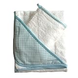 Tadpoles Basics Blue Gingham Towel with Bath Mitt by