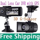 2.7" 140° Dual Lens dash board camera car dvr black box video recorder + gps logger