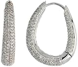 18k White Gold 15/16 (24mm) tall Earrings, w/ 3.59 Carats Round Brilliant Diamonds