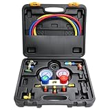 マニホールドゲージ エアコンガスチャージ R134a R12 R22 R502 対応冷媒 缶切＆クイックカプラー付き
