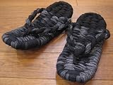 布わらじ（布ぞうり）スリッパ しじら灰黒/Lサイズ（24.5～26cm）の画像