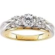 14K Two-Tone Gold Diamond Three-Stone Engagement Ring - 1.00 Ct.