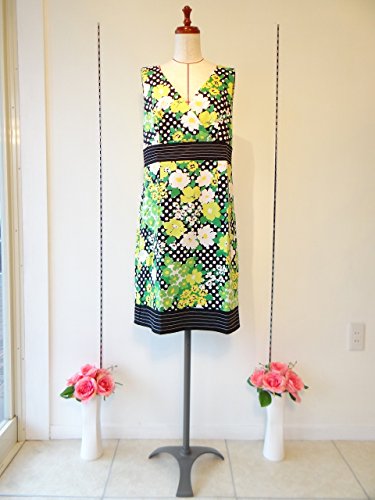 １点もの L~XLサイズ 緑 黄色 黒 白 花柄 ドット カシュクール ワンピース ｂｙ 株式会社 キングアンドクイーン