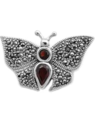 Garent Butterfly Oxidized Italian .925 Sterling Silver Brooches Pin (22mm)
