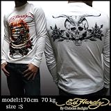 (エドハーディー) Ed Hardy メンズ プラチナム ストーン 長袖 Tシャツ DEAD OR ALIVE ホワイト [並行輸入品] dead or alive