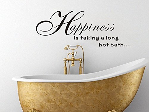 Happiness Bath Quote Bathroom Vinyl Wall Art Home Removable Wall Decal for Bedroom Living Room Nursery