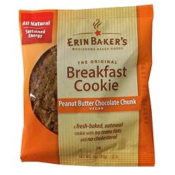 Erin Baker's Breakfast Cookie Peanut Butter Chocolate Chunk, Vegan, 3-Ounce Individually Wrapped Cookies (Pack of 12)