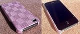 「Iphone 4G用 高級ケース(ダミエタイプ-ピンク)+スクリーンガード付き」の画像