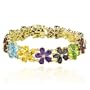 Yellow Gold Plated Sterling Silver Multi-Gemstone Flower Bracelet, 7.25"