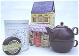 Tasty Tea Shop Gift Set - Tea Shop Cookie Box, Purple Individual Tea Set, Earl Grey Tea