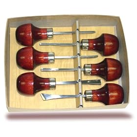 Linoleum or Wood Carving Set With Palm Style Handles- 6 Pc. Set- Made in USA by U.J. Ramelson