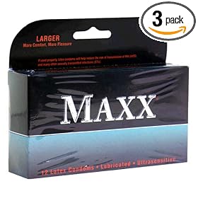 Kimono Maxx Latex Condoms, Lubricated, 12-Count Boxes (Pack of 3)