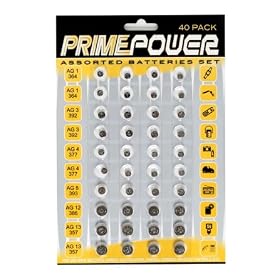 Assorted Watch Button Cells 40 batteries on Card AG1/364/AG3/392/AG4/377/AG5/393/AG12/386/AG13/357/LR44