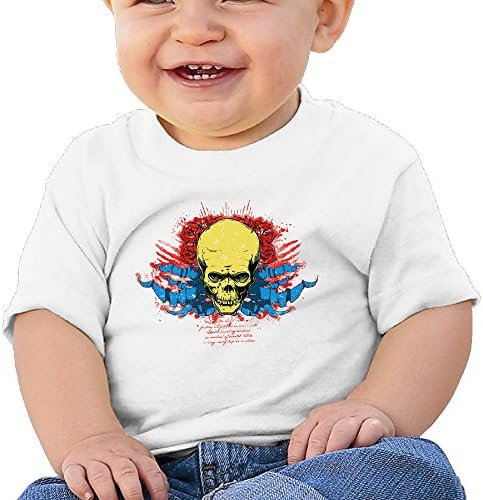 6-24M Baby Infant Skull With Red Rose And Big Claws Short-sleeve Tee White