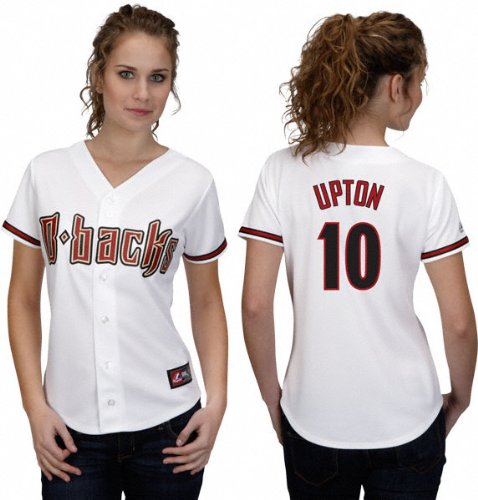 MLB Women's Arizona Diamondbacks Justin Upton White Home Short Sleeve 5 Button Synthetic Replica Baseball Jersey Spring 2012  (White, X-Large)