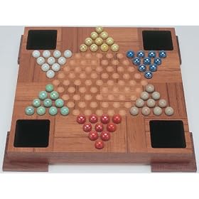 Teakwood Chinese Checkers Set with Marbles by Wood Expressions