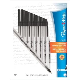 Paper Mate Eagle Medium Tip Stick Ballpoint Pens, 12 Black Ink Pens(70610)