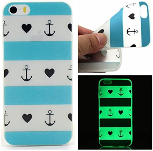 iPhone 6 Case,Novana Colorful Capsule Silicone Glow in the Dark Noctilucent Ultra Slim Luminous Soft Protective Phone Back Cover TPU Skin Shell Case For Apple iPhone 6 6S Love Anchors