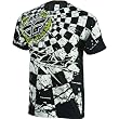Fly Racing Chex Men's Short-Sleeve Sportswear Shirt w/ Free B&F Heart Sticker Bundle - Black