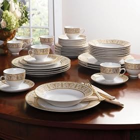 Brylane Home Golden Ceramic Dinnerware Set (GOLD WHITE,0) by BrylaneHome