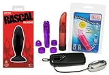 Bum Rush Silicone Anal Plug Black Bundle - Adult Toy Sex Kit