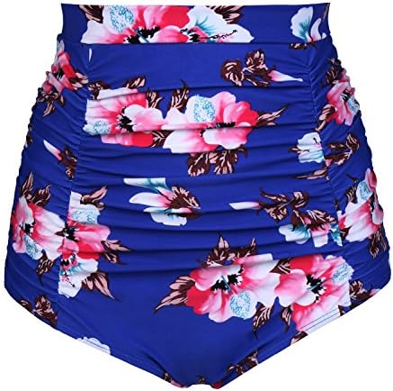 Eidlvais Women's 50s Retro Bikini Swimsuit Swimwear Bathing Suits Bottoms Separates Blue Floral Size L