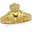 14K Yellow Gold Gent's Claddagh Diamond Ring