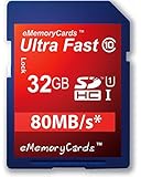 eMemoryCards 32GB/32GIG Ultra Fast 80MB/s SD SDHC Memory Card for Panasonic Lumix DMC-FZ72EB-K Camera