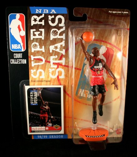 DIKEMBE MUTOMBO / ATLANTA HAWKS * 98/99 Season * NBA SUPER STARS Super Detailed Figure, Display Base & Exclusive Upper Deck Collector Trading Card