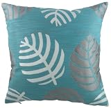 Evans Lichfield Palm Polyester Fibre Filled Textured Cushion, 17 x 17 inch, Turquoise