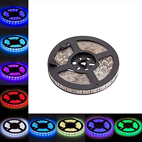 LED Light Strip, LTROP 16.4ft 5m Waterproof 300 LED Lights Strip, Flexible Color Changing RGB SMD 5050 Bar Lighting ( No Remote Controller or Other Kit Included)