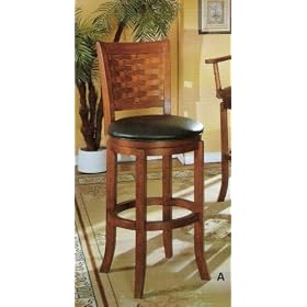 Walnut finish wood swivel bar stool with padded vinyl seat by AMBfurniture