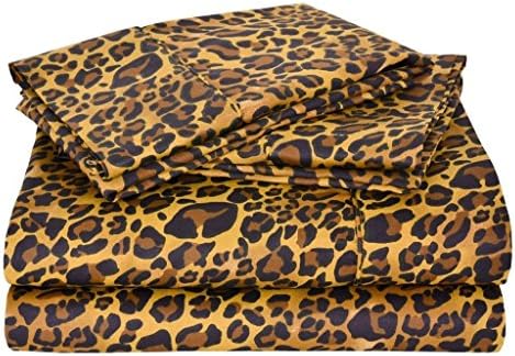 3 PCs Set (1X Duvet Cover+2 Pillow Case) Leopard Print King Size Egyptian Cotton 600 TC Zipper Closer!