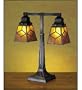 Meyda Tiffany 27879 2-Light Desk Lamp, Mahogany Bronze Finish with Amber Mica