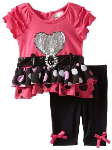 Little Lass Baby-Girls Newborn 2 Piece Dot Legging Set, Fuchsia, 3-6 Months